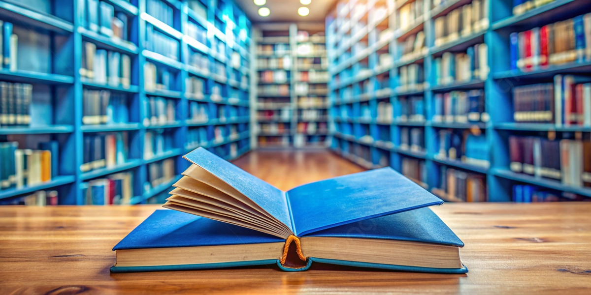 Books displayed in a warm library setting